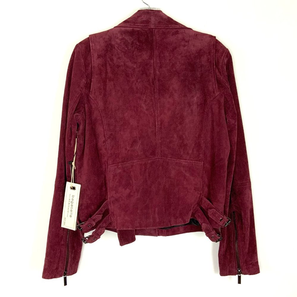 New Bagatelle Leather  Suede Moto Jacket Maroon Sz M - Picture 15 of 16